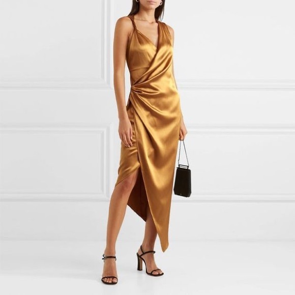CUSHNIE Silk Gold Drape Dress - Sz 10 but worn as gown for Sz 4!! - Picture 2 of 8
